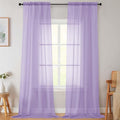 Extra Long Sheer Lavender Curtains for Bedroom Living Room 120 Inches Long 2 Panels Set, Solid Soft Light Filtering Rod Pocket Sheer Window Curtains, Lavender, Each 42" Wx120 L Inch