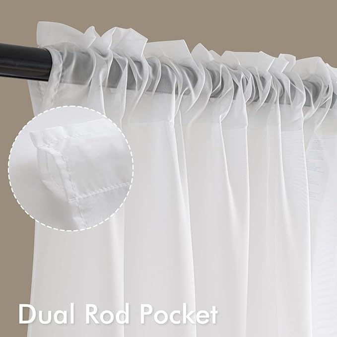 MIULEE White Sheer Curtains 108 Inches Long, 4 Panels Set, Light Filtering Rod Pocket Voile Drapes for Living Room and Bedroom, Airy Soft Fabric Window Treatments, 54 x 108 Inches