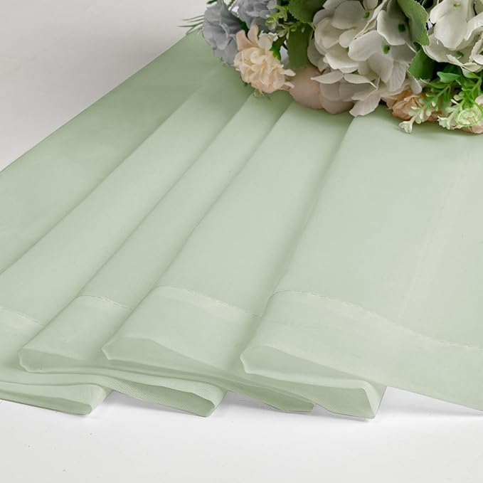 Lecloud Light Green Sheer Curtains 90 Inches Long 2 Panels, Modern Light Filtering Breathable Curtain, Gauzy Stylish Home Decor Drapes with Rod Pocket for Living Room Bedroom, Each 42" W x 90" L