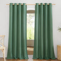 NICETOWN Rustic Linen 132 inch Long Curtains for Living Room, Grommet Privacy Added Thick Linen Weave with Light Filter Window Curtains & Drapes for Bedroom, Olive Green, W55 x L132, 2 Panels