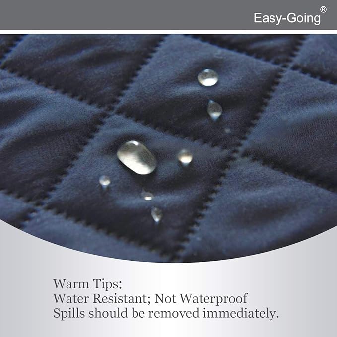 Easy-Going Reversible Loveseat Couch Cover for 2 Cushion Couch Sofa Cover for Dogs Water Resistant Furniture Protector with Foam Sticks Elastic Straps for Pet (Loveseat, Dark Blue/Light Blue)