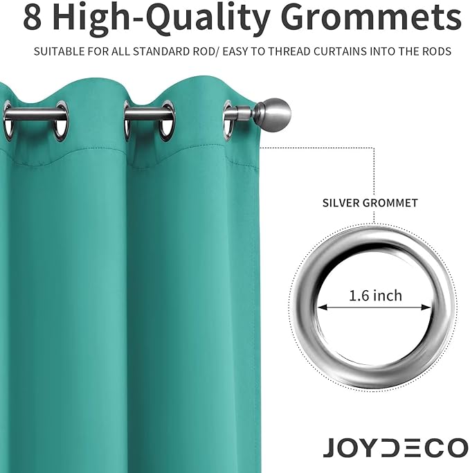 Joydeco Peacock Blue Custom Solid Single Blackout Curtain for Bedroom and Living Room, Grommet Thermal Insulated Room Darkening Curtain 1 Panel (Custom Size,Peacock Blue)