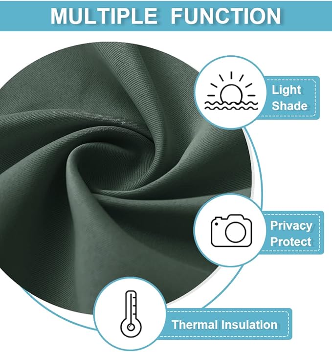 RYB HOME Blackout Curtains for Bedroom 84 inches Long 2 Panels Set, Privacy Thermal Insultaed Sunlignt Heat Blocking Drapes for Nursery Rental Room, Width 42 by Length 84, Dark Green