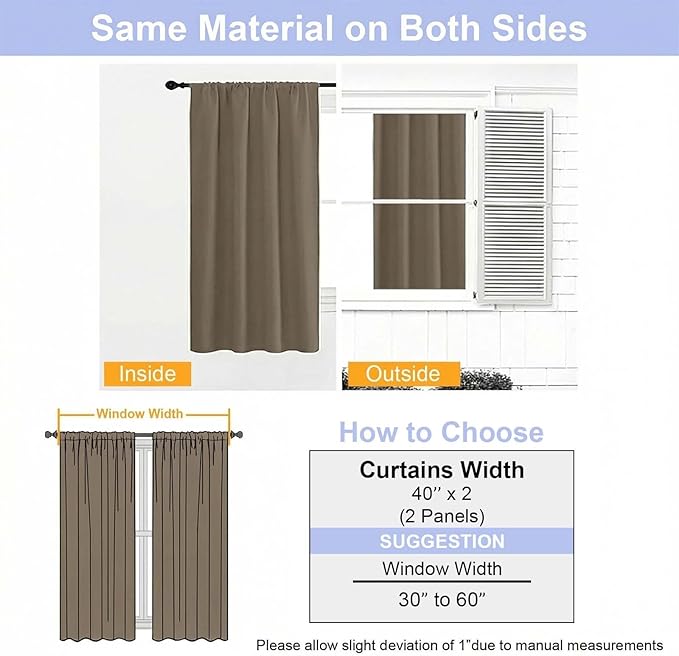 Simplebrand Ava Latte Blackout Curtains for Bedroom 84 Inch Length 2 Panels Set, Solid Thermal Insulated Privacy Nursery Window Treatment Curtains Blackout Drapes, W40 x L84 Inch, Latte