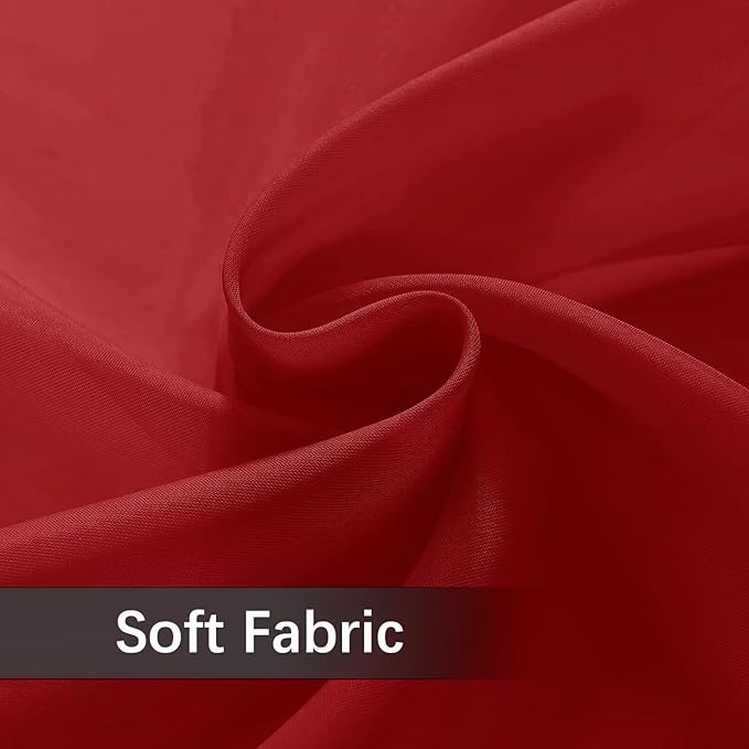 youleyar Solid Sheer Rod Pocket Curtain Voile Draperies 2 Panels White Beige Black Grey Ivory 52 Inch Width 108 Inch Long 1 Pair for Kitchen Bedroom Children Living Room Yard (Christmas Red,52Wｘ108L)