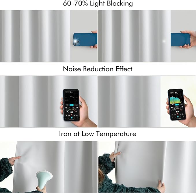 MIULEE Back Tab Light Blocking Curtains 108 Inch Long 2 Panels Set for Living Room Bedroom Privacy, Greyish White Rod Pocket/Pinch Pleated Extra Long Thermal Insulated Room Darkening Blackout Drapes