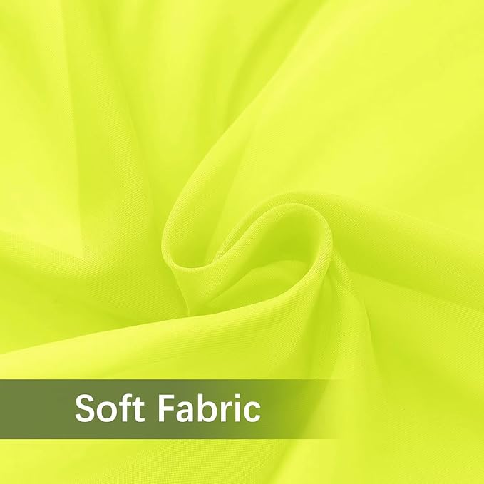 youleyar Solid Sheer Rod Pocket Curtain Voile Draperies 2 Panels White Beige Black Grey Ivory 52 Inch Width 72 Inch Long 1 Pair for Kitchen Bedroom Children Living Room Yard (Chartreuse,52Wｘ72L)