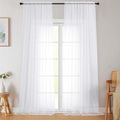Extra Long Sheer White Curtains for Bedroom Living Room 120 Inches Long 2 Panels Set, Solid Soft Light Filtering Rod Pocket Sheer Window Curtains, White, Each 42" Wx120 L Inch