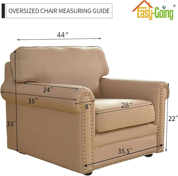 Easy-Going Stretch Oversized Chair Sofa Slipcover 1-Piece Couch Sofa Cover Furniture Protector Soft with Elastic Bottom for Kids Spandex Jacquard Fabric Small Checks Light Gray