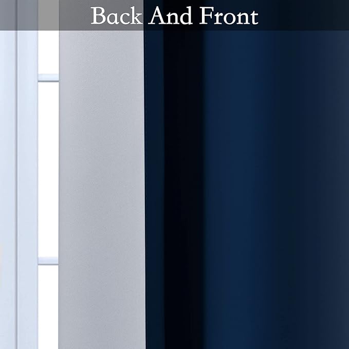 SimpleHome Ombre Room Darkening Curtains for Living Room, Light Blocking Gradient Blue to Greyish White Thermal Insulated Grommet Window Curtains/Drapes for Bedroom, 2 Panels, 52x84 inches Length