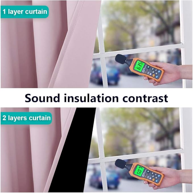 NICETOWN Extra Long Truly Blackout Drapes for Hall and Villa, 46-inch Width Each Panel, 45-inch Length, Baby Pink, 2 Pieces, 100% Blackout Window Curtains with Black Lined for Night Shift Worker