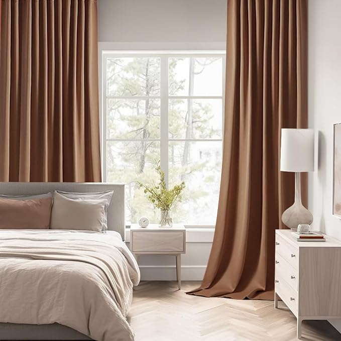 MIULEE Back Tab Blackout Curtains 120 Inch Long 2 Panels Set for Living Room Bedroom, Rod Pocket/Pinch Pleated Extra Long Thermal Insulated Room Darkening Light Blocking 10FT Drapes, Cappuccino Brown