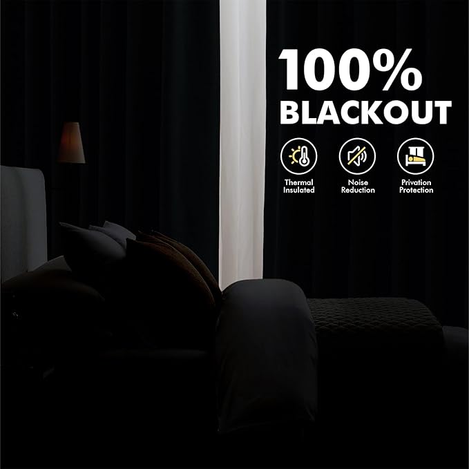 MIULEE 100% Blackout Linen Curtains for Bedroom, Natural Solid Luxury Decor Thermal Insulation Room Darkening Drapes for Living Room Nursery Back Tab Rod Pocket 42 x 90 Inches, 2 Panels