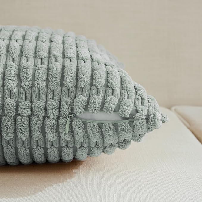 Fancy Homi 4 Packs Decorative Throw Pillow Covers for Living Room Couch Bed, Modern Farmhouse Boho Home Decor, Accent Cushion Case (18 x 18-Inch, Grey Blue)