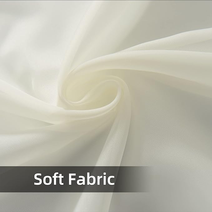 youleyar Solid Sheer Rod Pocket Curtain Voile Draperies 2 Panels White Beige Black Grey Coffee 52 Inch Width 63 Inch Long 1 Pair for Kitchen Bedroom Children Living Room Yard(Ivory,52Wｘ63L)