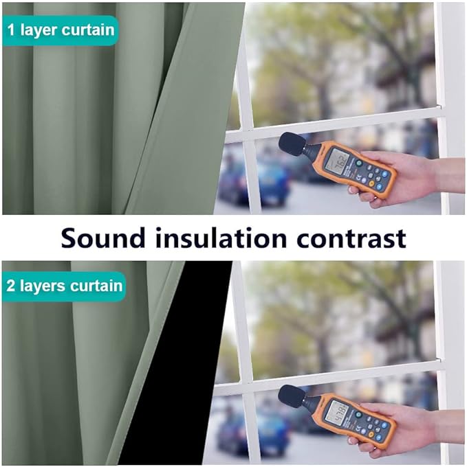 NICETOWN Greyish Green 100% Blackout Curtains for Windows, Super Heavy-Duty Black Lined Total Darkness Drapes for Bedroom, Privacy Assured Window Treatment for Patio (Pack of 2, 70" W x 108" L)