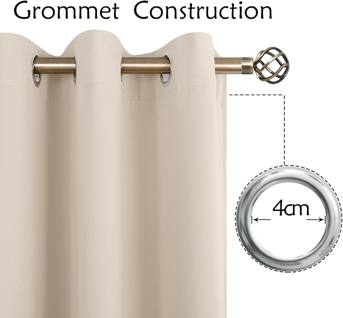 BGment Blackout Curtains - Grommet Thermal Insulated Room Darkening Bedroom and Living Room Curtains, Set of 2 Panels (46 x 63 Inch, Champagne)