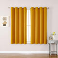 ChrisDowa Grommet Room Darkening Curtains for Bedroom and Living Room - 2 Panels Set Thermal Insulated Blackout Curtains (Mustard Yellow, 52W x 63L)