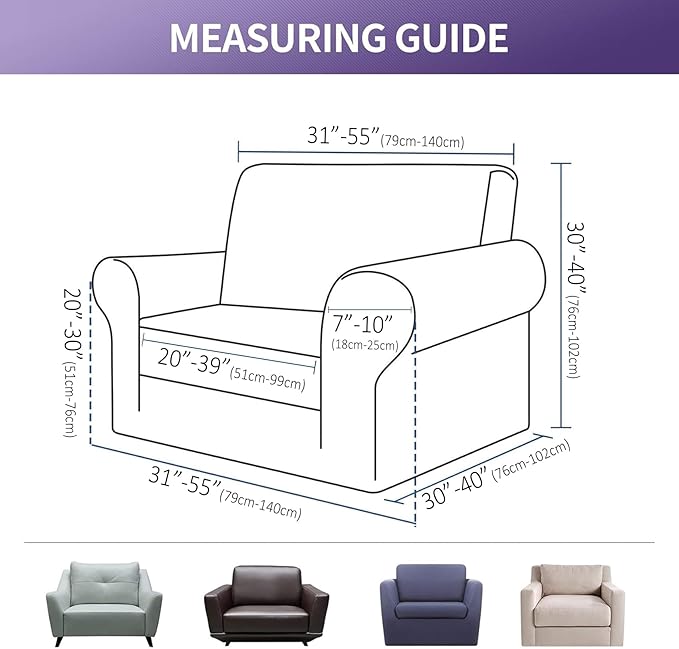 Joccun Stretch Chair Couch Cover,1-Piece Sofa Slipcover Spandex Jacquard Fabric Sofa Covers with Elastic Bottom,Washable Furniture Protector for Dogs,Cats,Kids(Armchair,Charcoal)