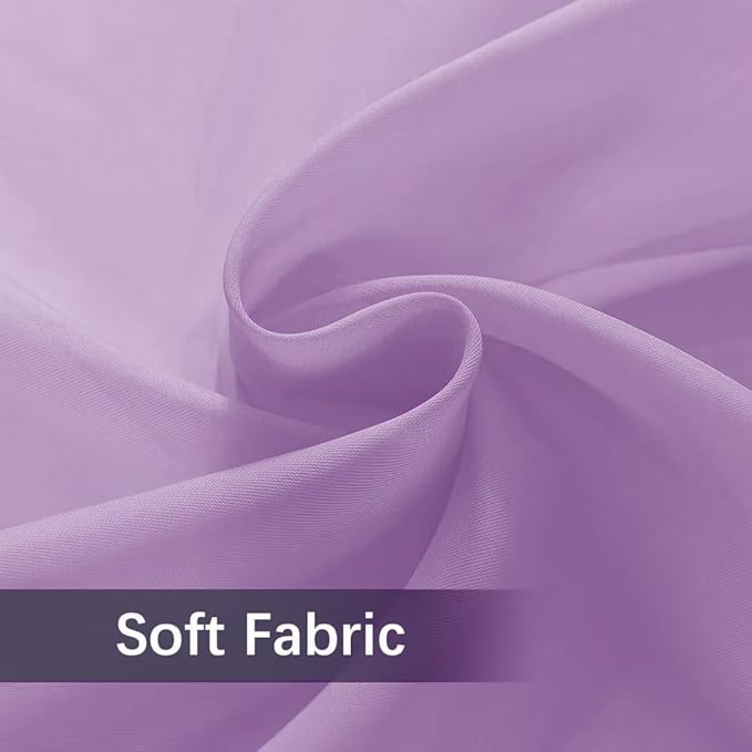 youleyar Solid Sheer Rod Pocket Curtain Voile Draperies 2 Panels White Beige Black Grey Coffee 52 Inch Width 45 Inch Long 1 Pair for Kitchen Bedroom Children Living Room Yard (Lavender,52Wｘ45L)