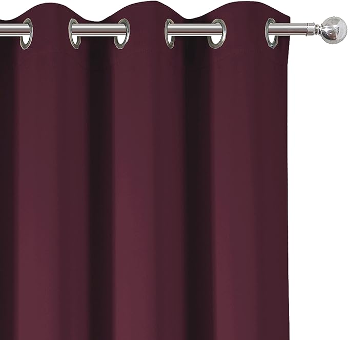 LEMOMO Burgundy Red Thermal Blackout Curtains/52 x 108 Inch/Set of 2 Panels Room Darkening Curtains for Bedroom