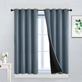 Yakamok 100% Blackout Lined Panels, Room Darkening Thermal Insulated Blackout Curtains for Bedroom, Heat Blocking Drapes for Living Room(52Wx45L, Stone Blue, 2 Panels)