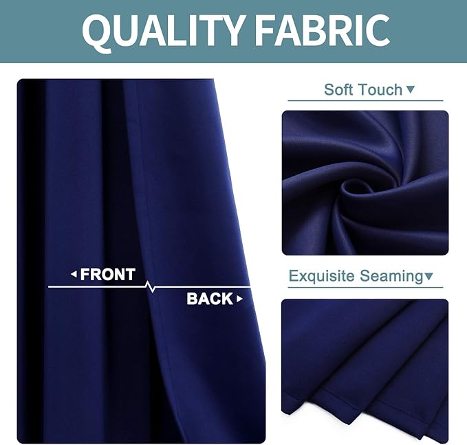 ChrisDowa Small Window Curtains 50 inches Long for Bedroom - Grommet Short Thermal Insulated Room Darkening Curtains for Kitchen (2 Panels, Navy Blue, 29 x 50 Inch)