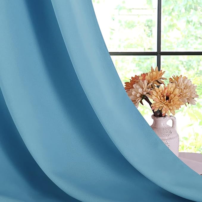 NICETOWN Blackout Curtain Panels for Bedroom, 2 Panels, W42 x L60 inches, Teal Blue, Thermal Insulated Grommet Top Blackout Draperies and Drapes