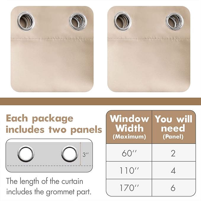 MIULEE Blackout Curtains 94 Inches Long for Bedroom Living Room Thermal Insulated Room Darkening Grommet Top Solid Light Blocking Drapery Set of 2 Window Panels Beige