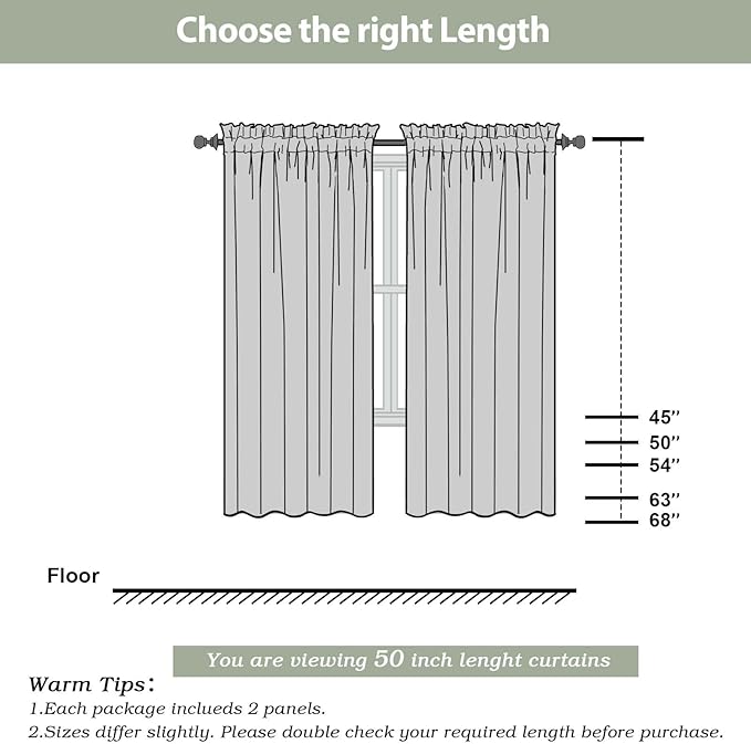 OWENIE Sheer Curtains, Black Sheer Curtains 50 Inch Length 2 Panels Set, Rod Pocket Voile Fimly Sheer Drapes for Living Room Bedroom, 2pcs, Black, Each 42" W x 50" L