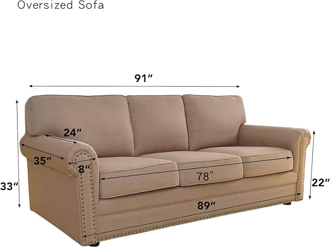 Easy-Going Stretch Oversized Sofa Slipcover 1-Piece Sofa Cover Furniture Protector Couch Soft with Elastic Bottom for Kids, Polyester Spandex Jacquard Fabric Small Checks Navy
