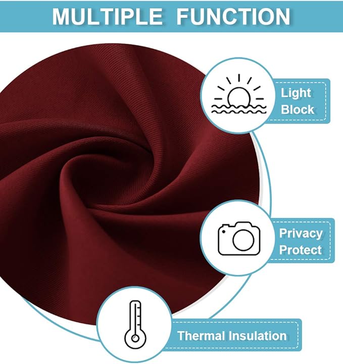 RYB HOME 54 inch Blackout Curtains for Living Room, Rod Pocket Thermal Insulated Small Window Drapes Room Darkening Shades for Bedroom Studio Dorm, W 42 x L 54 inch, Set of 2 Panels, Burgundy Red
