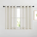 NICETOWN Kitchen Curtains Linen Burlap Drapes for Bedroom, Grommet Top Semi Sheer Privacy Window Treatment Light Filtering for Living Room, Natural, W52 x L45, Set of 2