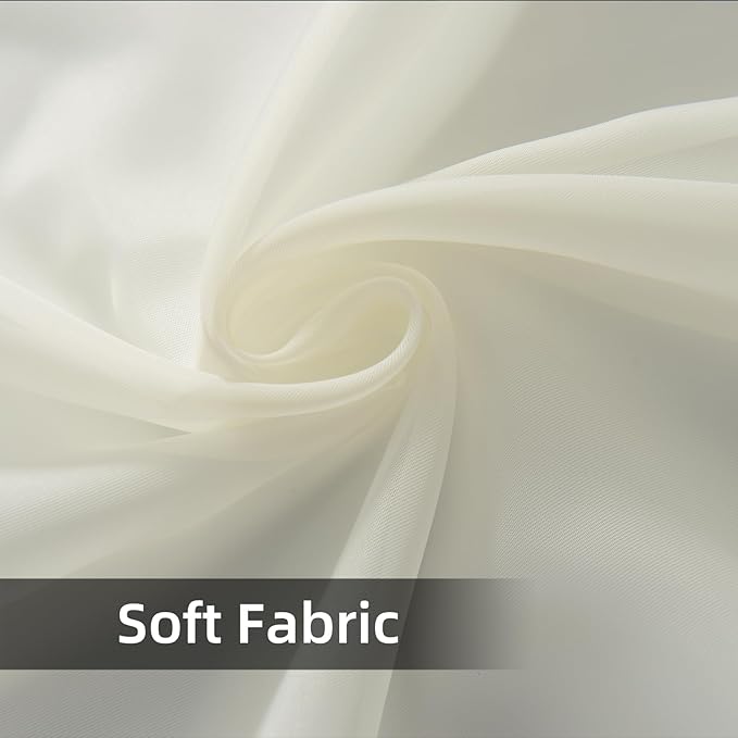 youleyar Solid Sheer Rod Pocket Curtain Voile Draperies 2 Panels White Beige Black Grey Coffee 70 Inch Width 72 Inch Long 1 Pair for Kitchen Bedroom Children Living Room Yard(Ivory,70Wｘ72L)