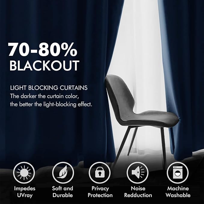 MIULEE 2 Panels Blackout Velvet Curtains Solid Soft Grommet Royal Blue Curtains Black Out Thermal Insulated Soundproof Room Darkening Drapes/Panels for Living Room Bedroom 52 x 96 Inch Length