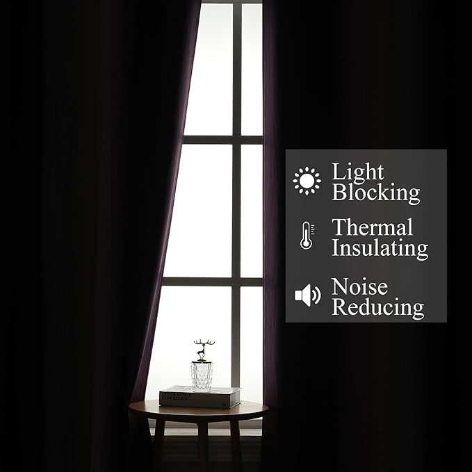 Estelar Textiler Black and Purple Ombre Blackout Curtains 54 Inch Length 2 Panels, Full Room Darkening Gradient Drapes for Kitchen, Thermal Insulated Grommet Short Curtains for Bedroom,52Wx54L