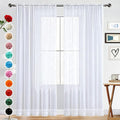 SpaceDresser Basic Rod Pocket Sheer Voile Window Curtain Panels White 1 Pair 2 Panels 70 Width 95 Inch Long for Kitchen Bedroom Children Living Room Yard(White,70 W x 96 L)