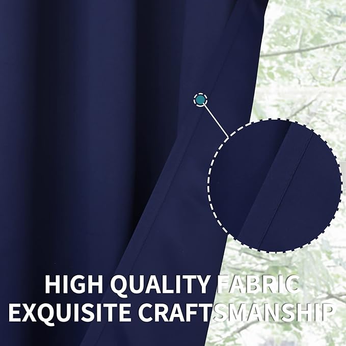 BGment Blackout Curtains for Living Room - Grommet Thermal Insulated Room Darkening Curtains for Bedroom, Set of 2 Panels (52 x 45 Inch, Navy Blue)