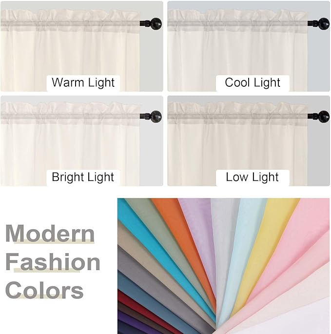 Sheer Cream Curtains for Bedroom Living Room 90 Inches Long 2 Panels Set, Soft Airy Light Filtering Sheer Window Treatments, Modern Rod Pocket Curtains Drapes, Each 42" Wx90 L Inch
