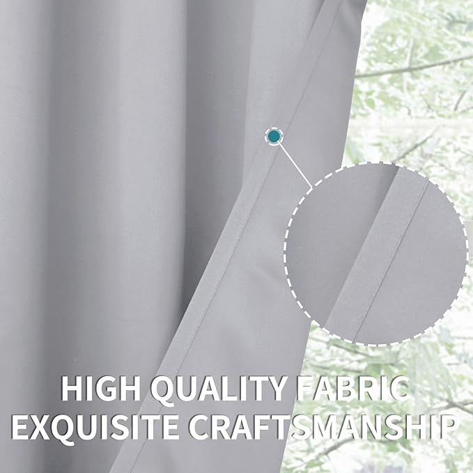 BGment Room Darkening Curtains 45 Inches Long - Grommet Thermal Insulated Drapes Window Treatment Curtains for Bedroom, 2 Panels, 52 x 45 Inch, Light Grey