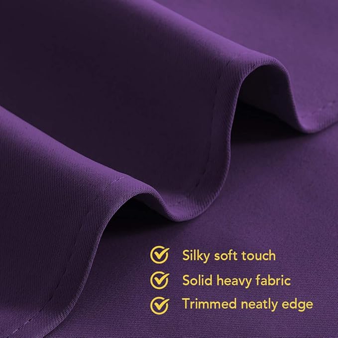 NICETOWN Bedroom Curtains Blackout Drapery Panels, 2 Panels, 70 x 72 inches, Royal Purple, Three Pass Microfiber Thermal Insulated Solid Ring Top Blackout Window Curtains/Drapes