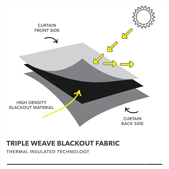 Deconovo Beige Blackout Curtains, Boho Farmhouse Curtain, Thermal Insulated Soundproof Drapes, Silver Branch Print, 52 x 63 Inch Long, Machine Washable Window Panels for Living Room Bedroom, Set of 2
