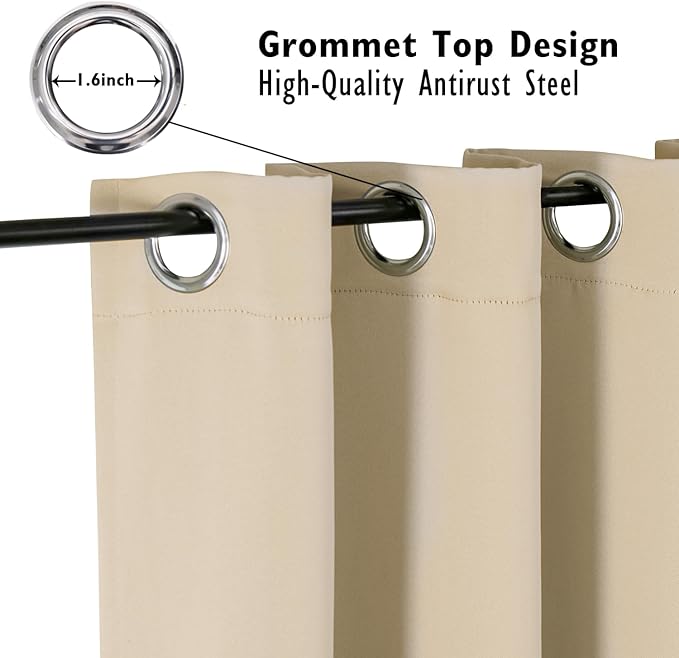 ChrisDowa Blackout Curtains 72 inches Long for Bedroom - 2 Panels Set Grommet Thermal Insulated Room Darkening Curtains for Living Room (Biscotti Beige, 42 x 72 Inch)