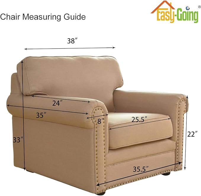 Easy-Going Stretch Chair Sofa Slipcover 1-Piece Couch Sofa Cover Furniture Protector Soft with Elastic Bottom for Kids, Pet. Spandex Jacquard Fabric Small Checks (Chair, Golden)