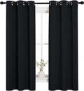 NICETOWN Living Room Blackout Curtains and Drapes, Black Solid Thermal Insulated Grommet Blackout Drapery Panels for Window (2 Panels, 34 inches Wide by 63 inches Long, Black)