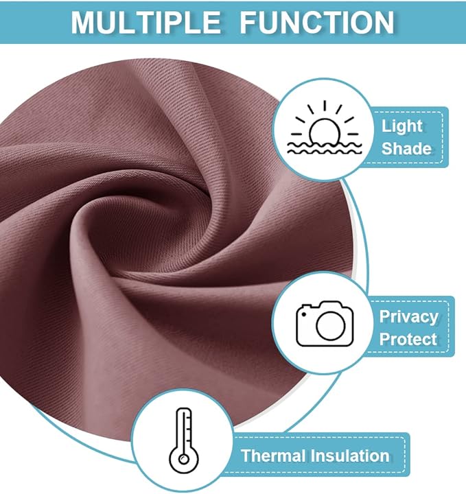 RYB HOME Blackout Curtains for Bedroom - Thermal Insulating Privacy Window Curtains for Kids Nursey Dining Bathroom Home Office Decor, Width 42 x Length 45 inches, Dusty Rose, 2 Panels