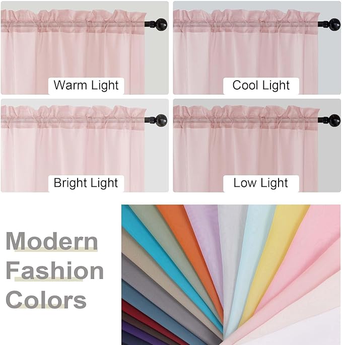 Sheer Blush Curtains for Bedroom Living Room 63 Inch Length 2 Panels, Airy Soft Light Filtering Sheer Dining Room Curtains, Modern Rod Pocket Drapes, Blush, Each 42" Wx63 L Inches