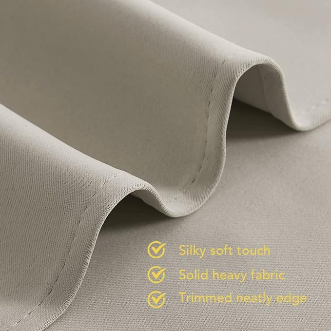 NICETOWN Modern Blackout Curtains Noise Reducing, Thermal Insulated and Privacy Room Darkening Drape Panels for Boy's Guest Room Door Small Short Window (Natural, 2 Panels, W42 x L40 -Inch)