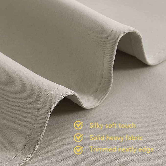 NICETOWN Blackout Curtains for Bedroom, Natural, 42 W by 80 L, Set of 2, Thermal Insulated Curtains & Drapes with Grommet Top for Living Room, Privacy Window Treatment Draperies
