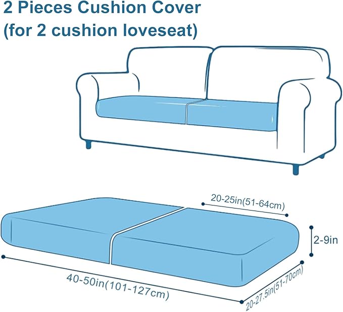 Smiry Printed Couch Cushion Covers, Stretch Soft Couch Covers for Sofa, Washable Non-Slip Sofa Slipcover Furniture Protector for Indoor and Outdoor (2 Pack, Cream)